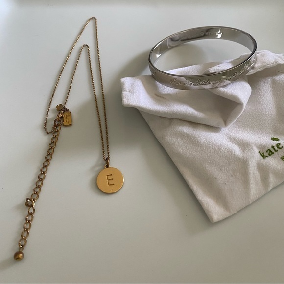 Wedding Bangle & E Necklace KATE SPADE Jewelry Bundle - Bracelet Necklace - Picture 8 of 8